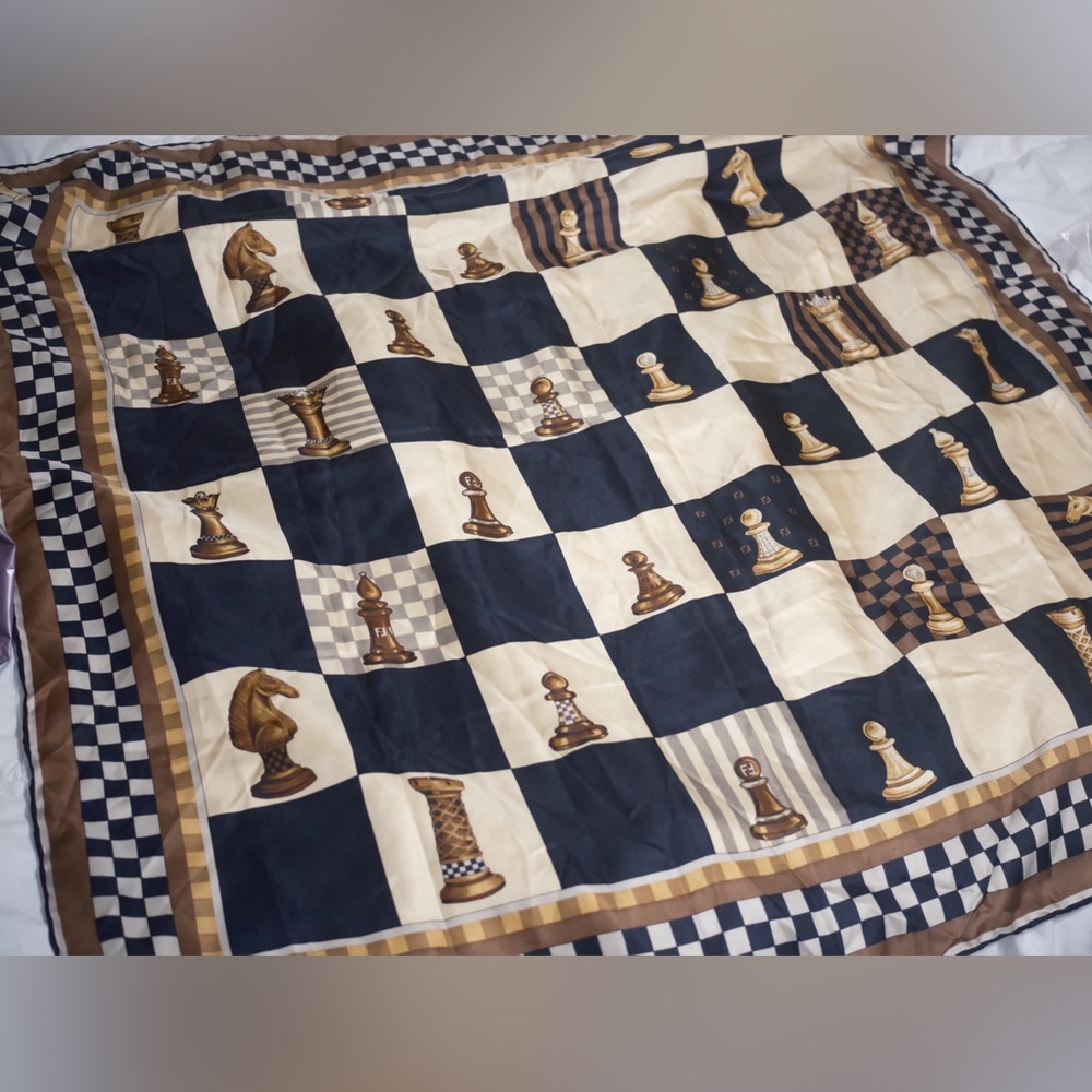 Fendi chessboard pattern silk scarf